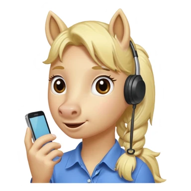 blonde pony talking with cellphone sticker