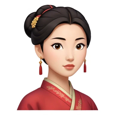 Cinematic Realistic Serene Mulan Portrait, showing Mulan (chest and above) with radiant, smooth skin and delicately detailed dark hair swept back in a neat bun. Her gentle, reflective expression is captured with soft natural lighting that highlights the nuanced textures of her features and traditional attire in muted hues. The composition glows with an inviting, natural radiance and subtle shadows, evoking a calm and introspective mood that speaks of quiet strength and enduring beauty. sticker