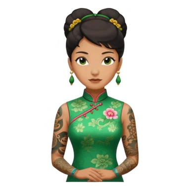ancient woman with tatooed and green cheongsam sticker