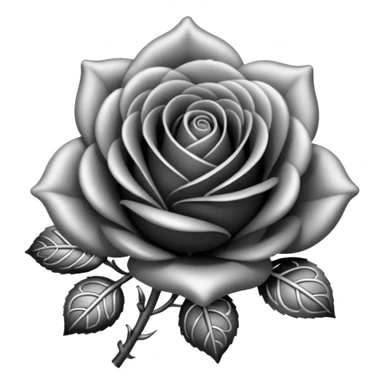 Black and silver filigree rose bud, 3D, extremely detailed design sticker