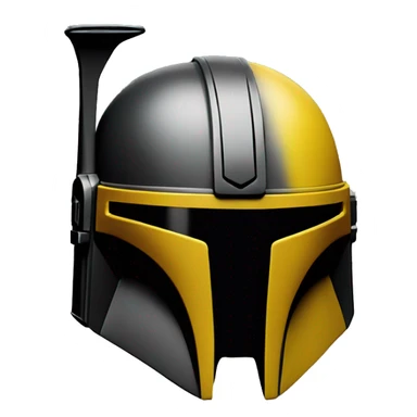 Mandalorian helmet black and yellow sticker