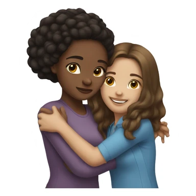 light skin brunette girl hugging a brunette lightskin girl sticker