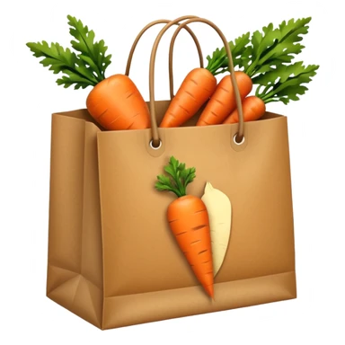 paper shopping bag with carrot. Transparent background sticker