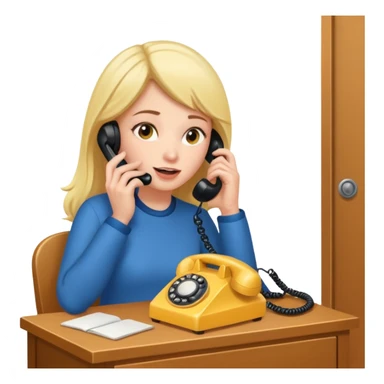 girl talking on telephone in her room sticker