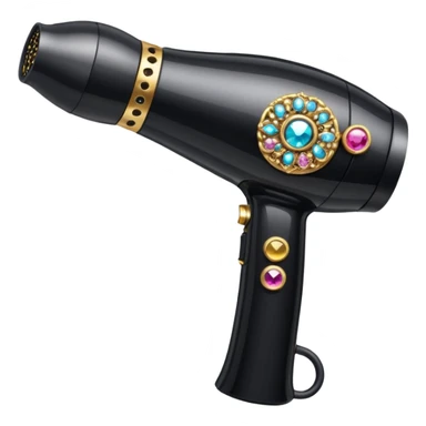 black blow dryer covered in jewelry sticker