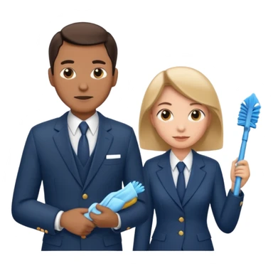 Ein Detektiv Mann  interviewt eine Putzfrau  sticker