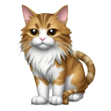 a ninja cat protecting a laptop computer. the cat is a Maine Coon breed, calico color, has a sword, and is standing in front of the laptop computer. highly detailed. sticker