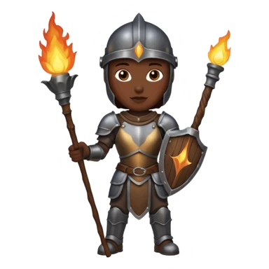 Dark souls holding a wooden torch in hand wearing darker, realistic iron armor sticker