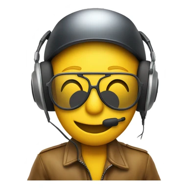 smiley yellow face wearing aviator glasses and racing headset and cap  sticker