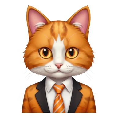 cat in white shirt, orange tie sticker
