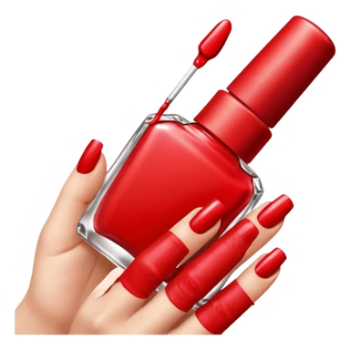 hand with painted nails and nail polish bottle sticker