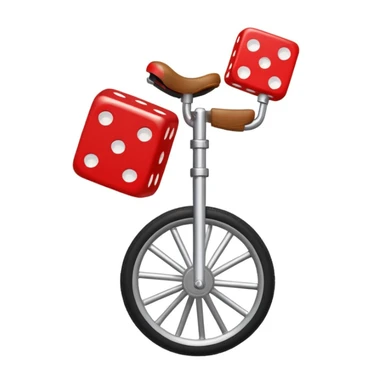 dice riding on a unicycle  sticker