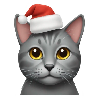 Grey cat wearing a christmas cap sticker