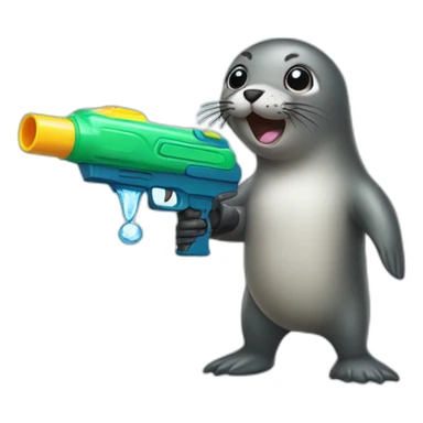 Seal shooting a water gun sticker