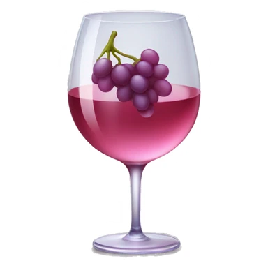 transparent wine glass filled with pink-red liquid with grapes  sticker