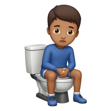 a brown boy sitting on a toilet with strained face sticker