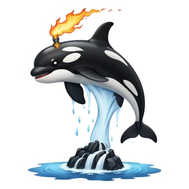 an orca on a waterfall using a firewand sticker