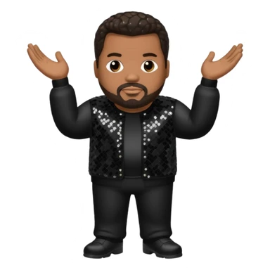 Fatman Scoop with dark brown hair, black sequin outfit sticker