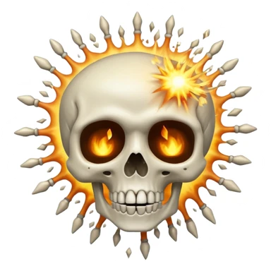 skeleton with exploding head, surprised sticker