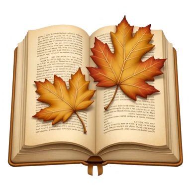 beige autumn open book with leaves on it sticker