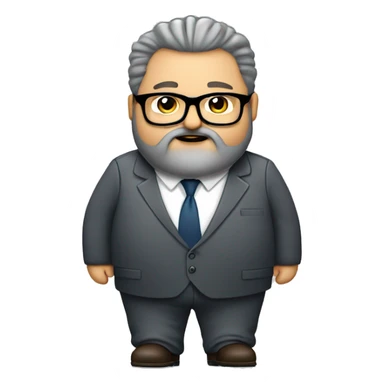 Fat guy, big beard dark grey, with 40 years, using round glasses using suit and tie with beard handing a mini airplane   sticker