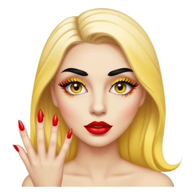 Baddie with nails and lashes ios yellow face big lips big long lashes  sticker