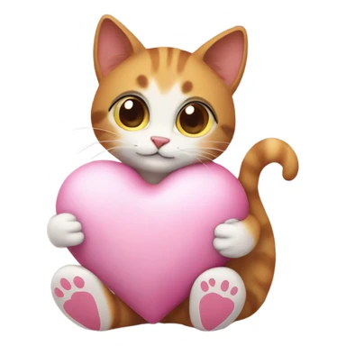 cat hugs toy heart sticker