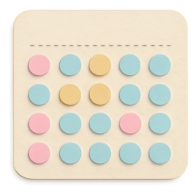 soft pastel gentle habit tracker grid with rounded corners and delicate dotted lines sticker