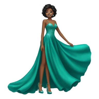 prom dress on manican long with train glittery teal sticker