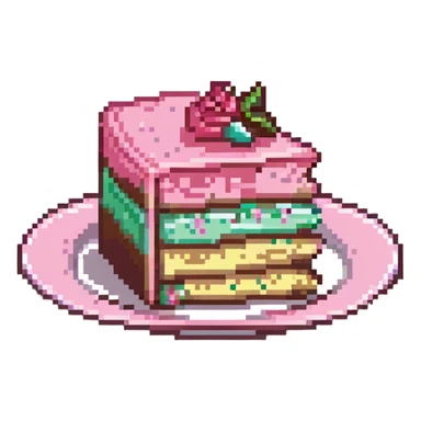 slice of cake with pink frosting sticker