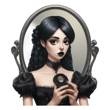 Hyper Realistic Goth victoria secret model looking into a handheld mirror  sticker