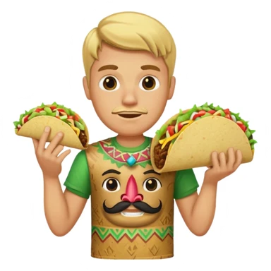blonde man with tiki shirt holding taco sticker