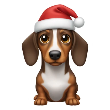 Wiener dog wearing a Santa hat sticker