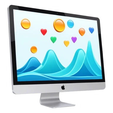 Animation and motion design. A computer screen with an animation timeline, moving frames. Display a cartoon or animated scene on the screen. Include motion design elements like flowing lines, curves, or rotating objects. Modern, creative colors. No emojis or smiley faces. Transparent background. sticker