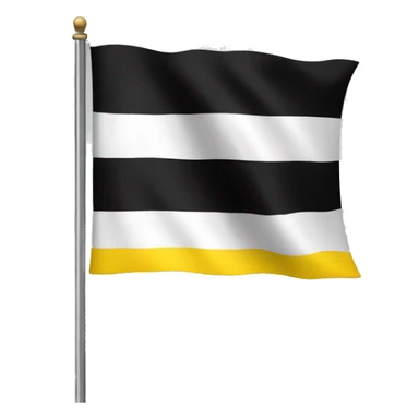 A flag that has a horizontal tricolor: black yellow and white sticker