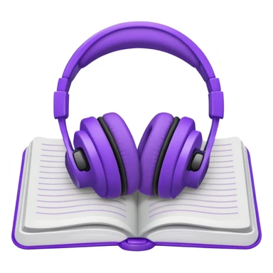 purple open journal with purple headphones on top sticker