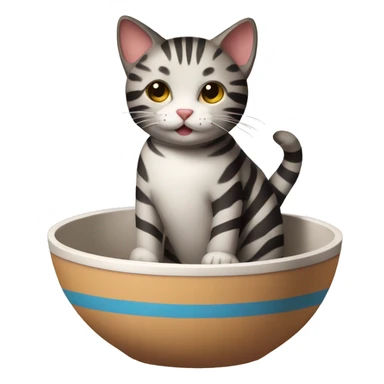 striped cat with a bowl sticker