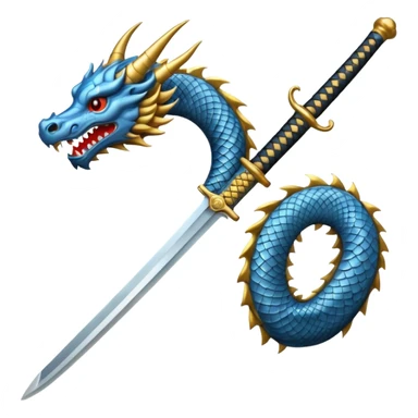 A samurai sword with a dragon handle sticker