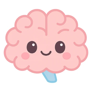 kawaii brain with a happy face, soft colors, minimal details sticker