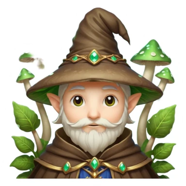 mushroom wizard portrait, head and shoulders only, glowing spores, leafy cloak collar, magical eyes, cute fantasy style, 3D cartoon, mobile game icon style, clean background, no text, no watermark

 sticker