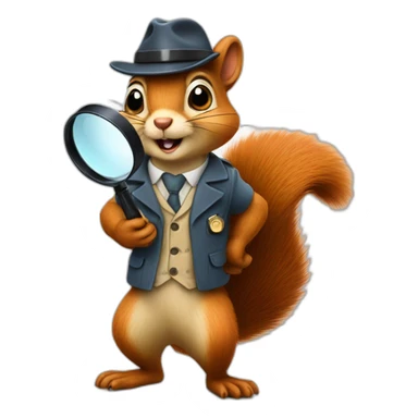 realistic detective squirrel holding a magnifying glass sticker