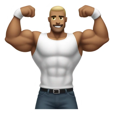 white muscle  man figure flexing sticker