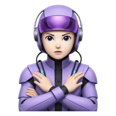 ⚡ GHOSTWIRE: Slim stealth suit with faint purple-blue glow. Wrist energy cables, smooth visor. Calm, calculating, watchful. In shadows, cables wrapped around tech and enemies. Inspired by Mortal Kombat ninjas. sticker
