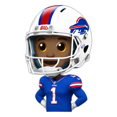 white josh allen in a bills jersey and helmet sticker