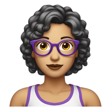 Femme avec cheveux violet court et lunette et avec des percing sticker