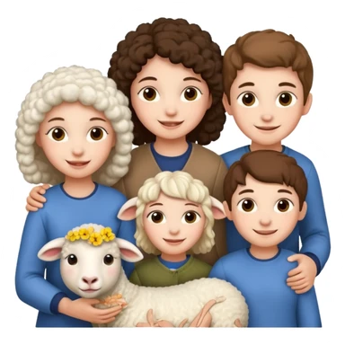 3 girls withe and 2 boys withe and a sheep sticker