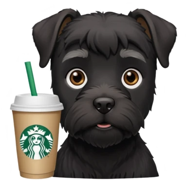 All Black schnauzer with a Starbucks cup sticker