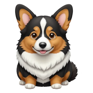 black tricolor corgi with no tail in snow sticker
