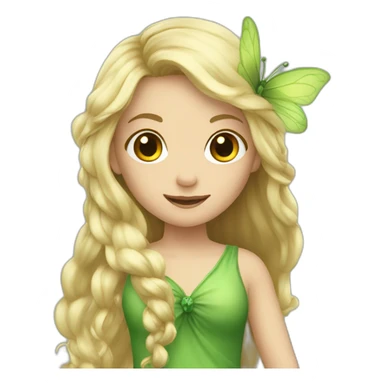 Fairy with long blond hair and green dress sticker