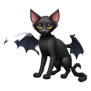 Black Lykoi cat with bat wings full body sticker